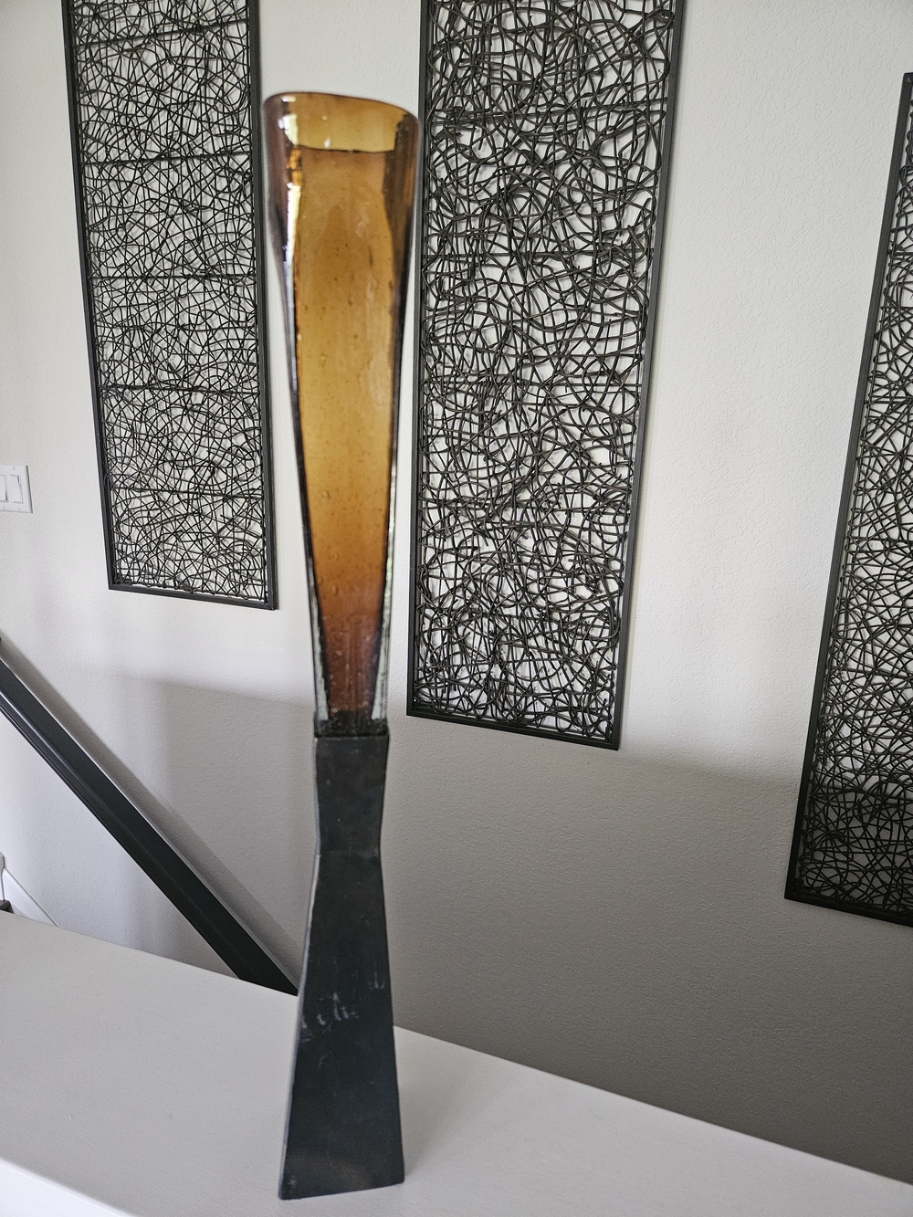 Black Rectangular Amber 2 Pc Vase